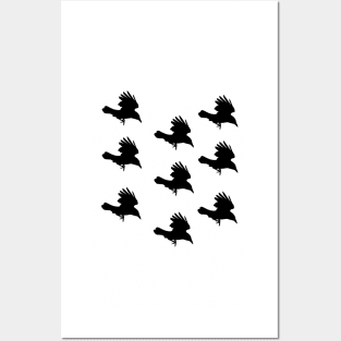 crow Silhouette inflight design art Posters and Art
